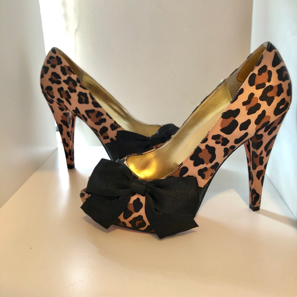 Paris Hilton Platform Peep Toe Leopard Print